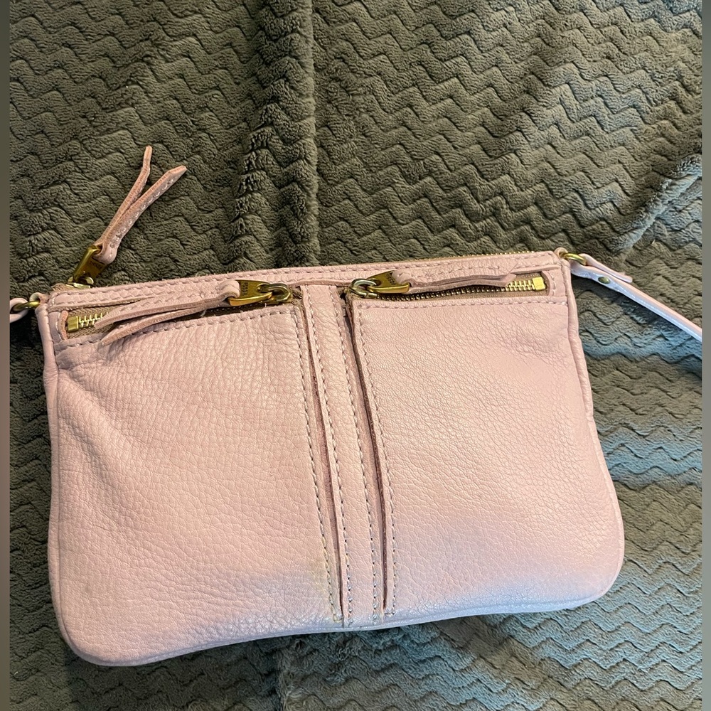Fossil Pale Pink Leather Crossbody Bag